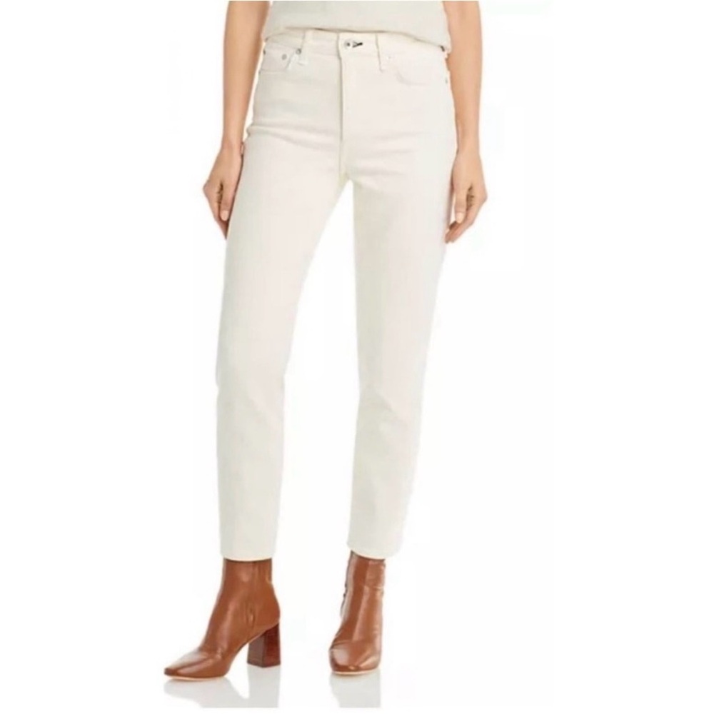 Rag & Bone Nina High-Rise Ankle Cigarette Jeans in Ecru Size 24